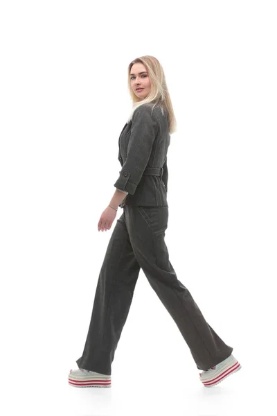 Mujer de negocios full growth.motivated caminar hacia adelante . —  Fotos de Stock