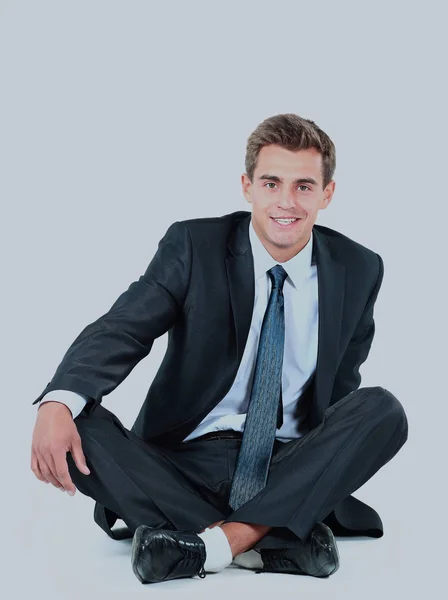 ビジネスの男性が座っている白い背景に分離. — ストック写真
