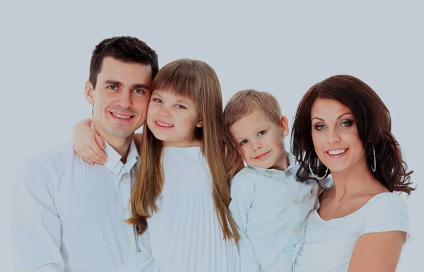 Belle famille heureuse - isolée sur un fond blanc — Photo