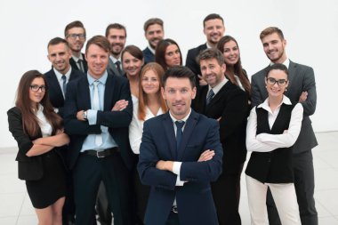 önünde bir büyük iş takım lideri ayakta