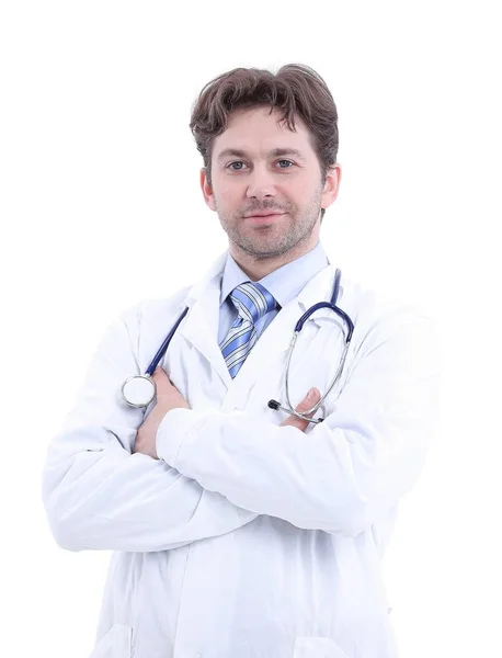 Porträtt av ung läkare med stetoskop — Stockfoto