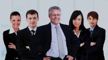 iş adamı ve ekibi beyaz bir arka plan üzerinde izole.