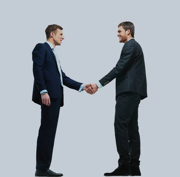 Handshake isolated over white background. — Zdjęcie stockowe