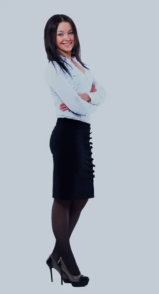 Donna d'affari corpo intero in piedi isolato su sfondo bianco . — Foto Stock