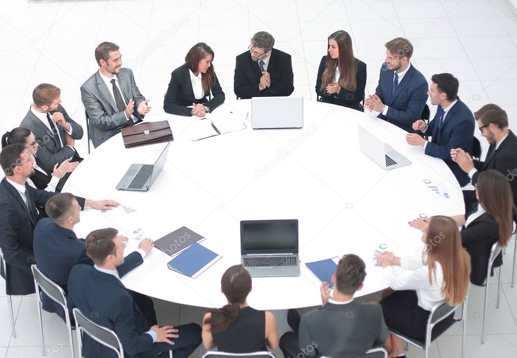 meeting business partners in the conference room .