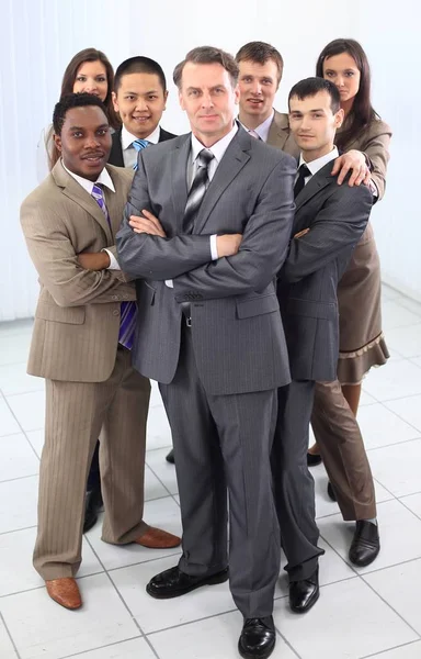 Jefe y equipo empresarial seguro — Foto de Stock