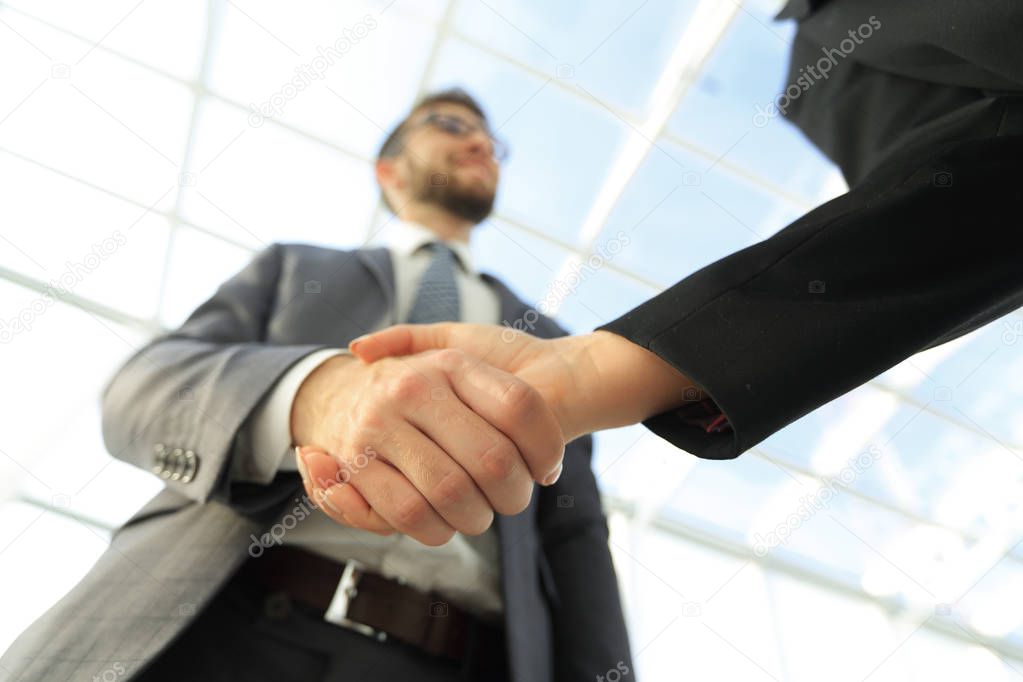 Business partnership meeting concept. Image businessmans handsha