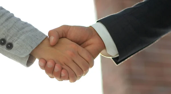 Biznesmeni ściskający dłonie na białym tle — Zdjęcie stockowe