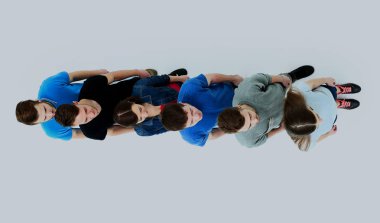 Geçici grup beyaz bitti izole mutlu insan.