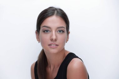 Sevimli genç bir kadın portresi. Gençlik ve cilt bakım kavramı.