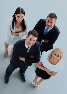 Üstten Görünüm grup insan. Dört kişi ararken.