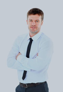 gülümseyen iş adamı. Beyaz arka plan üzerinde izole.