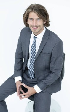 İzole iş adamı mutlu görünümlü kamera