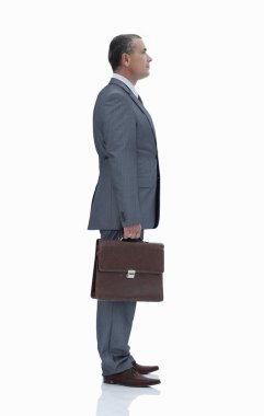 evrak çantası ile yan view.confident iş adamı.