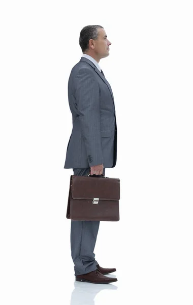 Вид збоку. впевнений бізнесмен з портфелем . — стокове фото