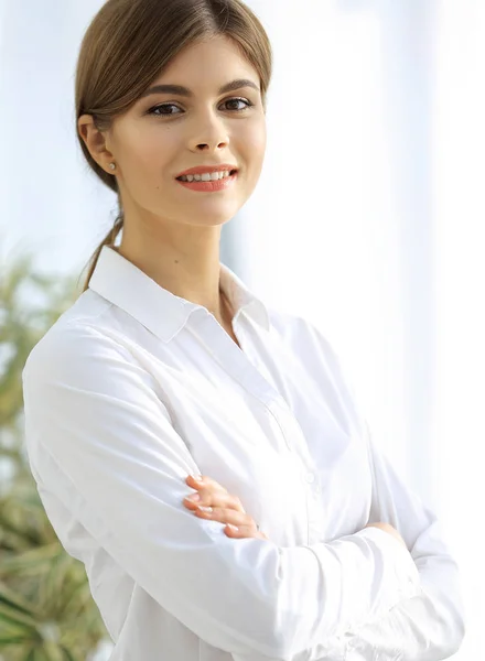 Close-up retrato de jovem empresária — Fotografia de Stock