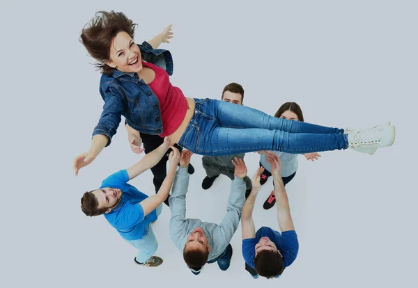 Group of young people congratulating each other. — Stock Photo, Image