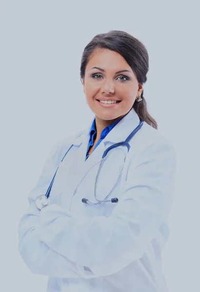 Médico sonriente. Aislado sobre fondo blanco . — Foto de Stock