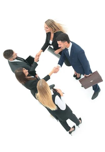 View from the top.the handshake business partners. Stock Picture