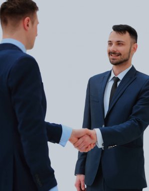 Beyaz arka plan üzerinde izole el sıkışma.