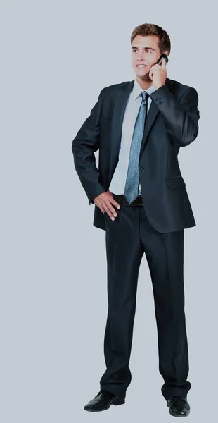 Retrato de homem de negócios com telefone móvel — Fotografia de Stock