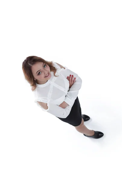 Retrato de uma bela jovem mulher de negócios. Vista superior . — Fotografia de Stock