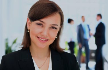 güzel bir kadın iş adamları arka yüzü.