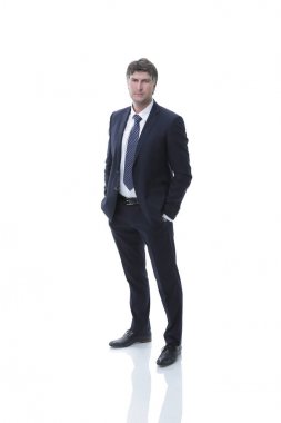 Tam büyüme. Kendine güvenen ciddi iş lider.