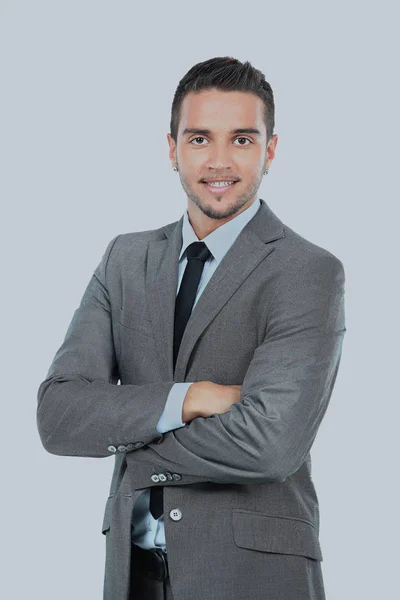 Retrato de feliz sorridente empresário, isolado em branco . — Fotografia de Stock