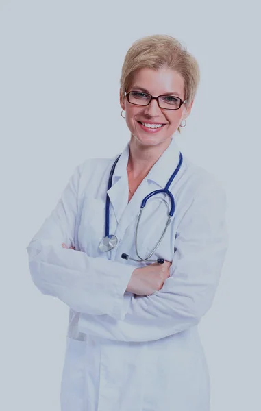 Smiling medical doctor. Isolated over white background. — Stock Photo, Image