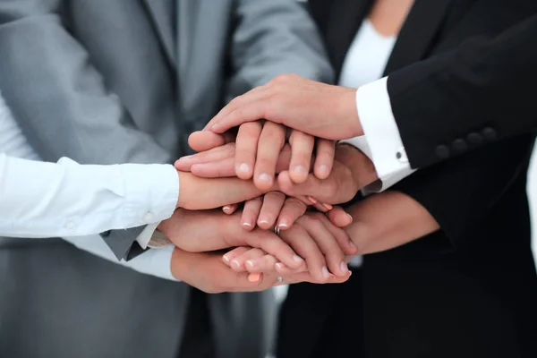 Equipe de negócios de sucesso com as mãos dobradas juntos — Fotografia de Stock