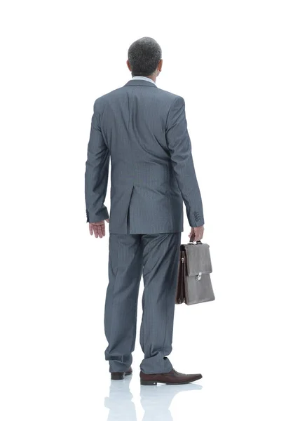 Rear view.in full growth.businessman with a briefcase — Stock Photo, Image
