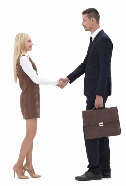 Photo in full growth. the handshake between lawyer and client. — Stock Photo, Image
