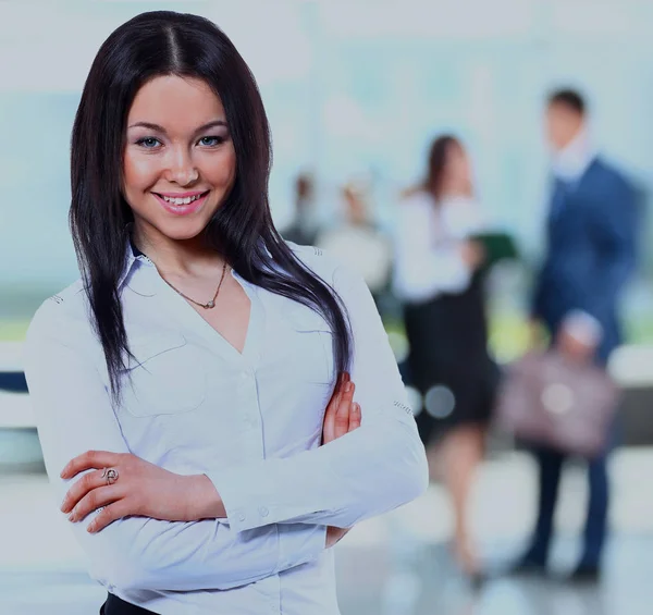 Positive business woman smiling. Stock Image