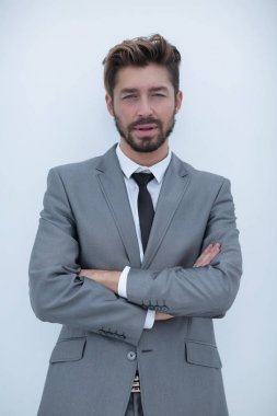 Silah ile ayakta emin sakallı işadamı geçti