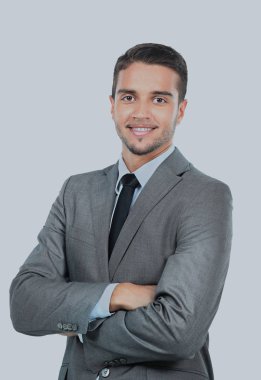 beyaz izole mutlu gülümseyen işadamı portresi
