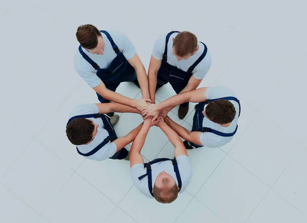 Große Gruppe von Arbeitern im Kreis. — Stockfoto