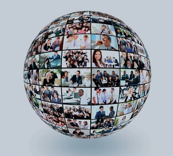 A globe is isolated on a white background with many different business people — Stock Photo, Image