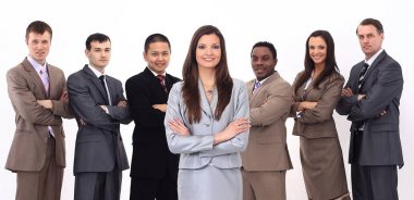 bir çok etnik gruptan oluşan iş ekiple iş kadını