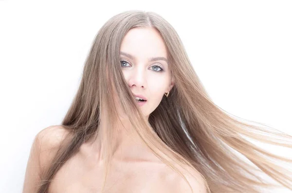 Portrait of young modern girl with long hair — Stock Photo, Image