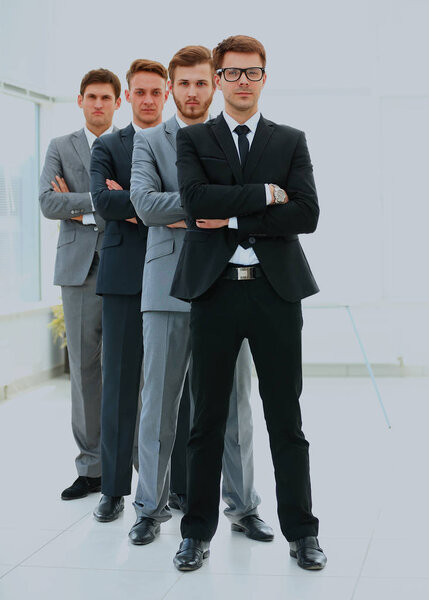 group of successful business team standing in a row