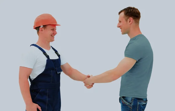 Customer Shaking Hands With Builder. — Stock Photo, Image