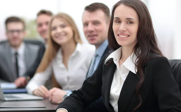 Business woman and business team — Stock Photo, Image