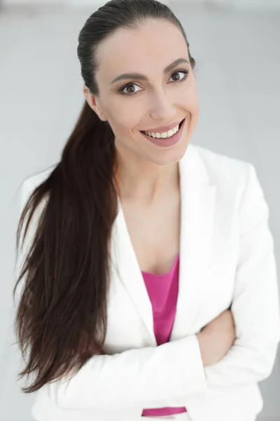 Fechar. retrato de senhora de negócios bem sucedida . — Fotografia de Stock