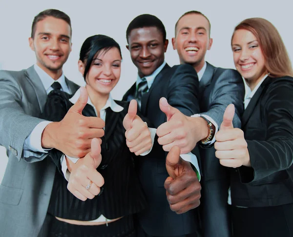 Gruppo di lavoro con i pollici in su isolato su sfondo bianco — Foto Stock