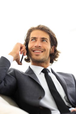 başarılı iş adamı Smartphone'da konuşuyor