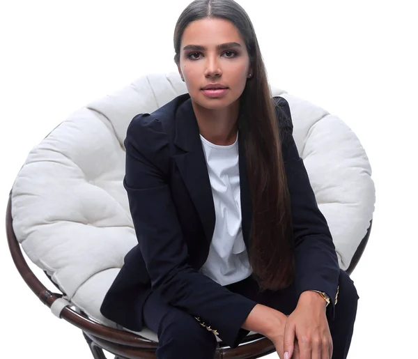 Zakelijke vrouw relaxarea in een comfortabele stoel — Stockfoto