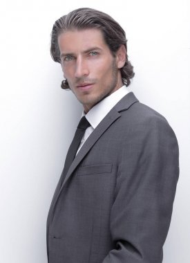 Yakın plan. Kendine güvenen bir iş adamının portresi.