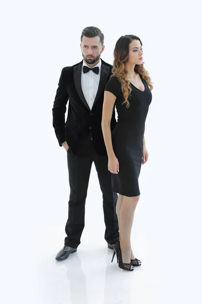 남자와 여자는 스튜디오에서 카메라에 대 한 포즈의 쌍 — 스톡 사진