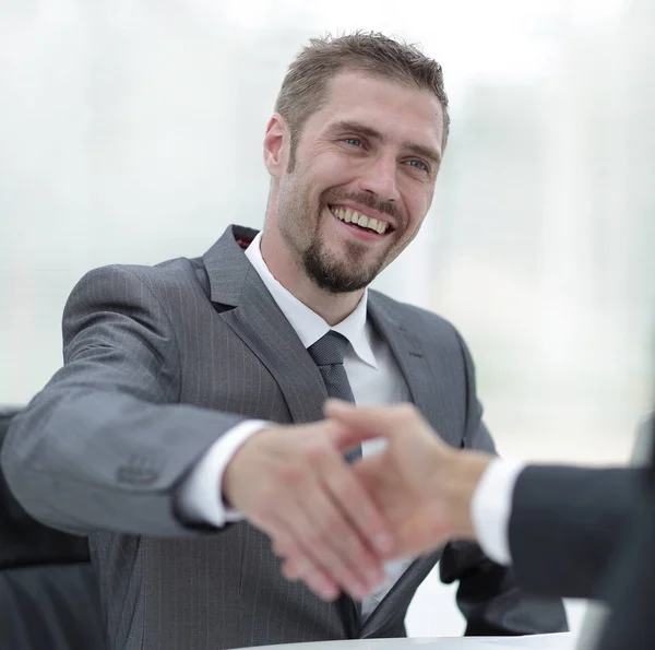 Closeup .businessman holds out his hand for a handshake. — Stock Photo, Image